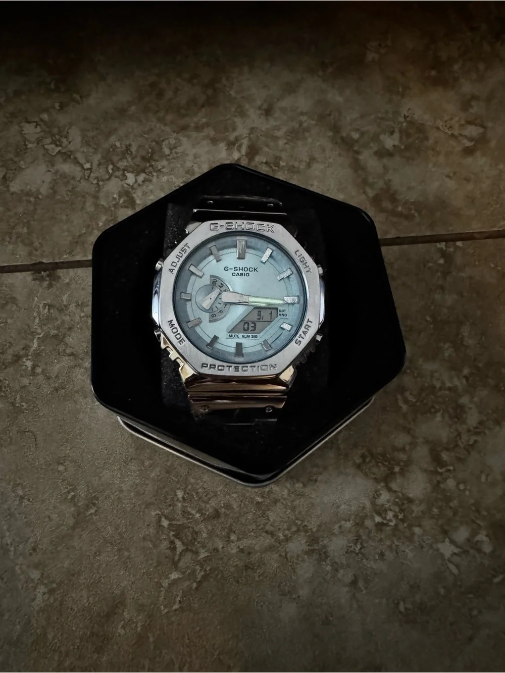G-Shock Silver Case Light Blue Dial Stainless Steel Watch